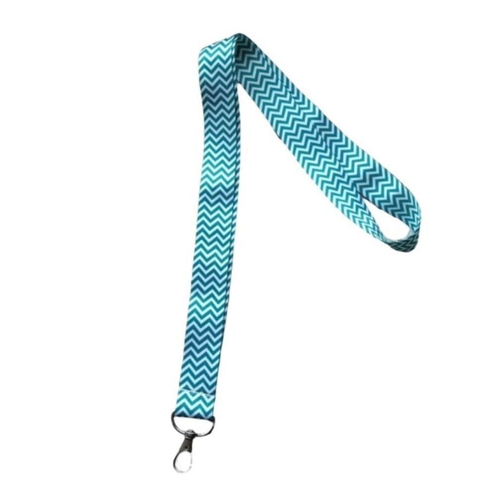 NEW Blue/Teal and White Chevron Lanyard